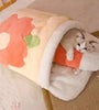 Japanese Sakura Warm Cat Bed Cat Sleeping Bag Deep Sleep Winter Dog House Cats Nest Cushion With Pillow Removable Pet Products